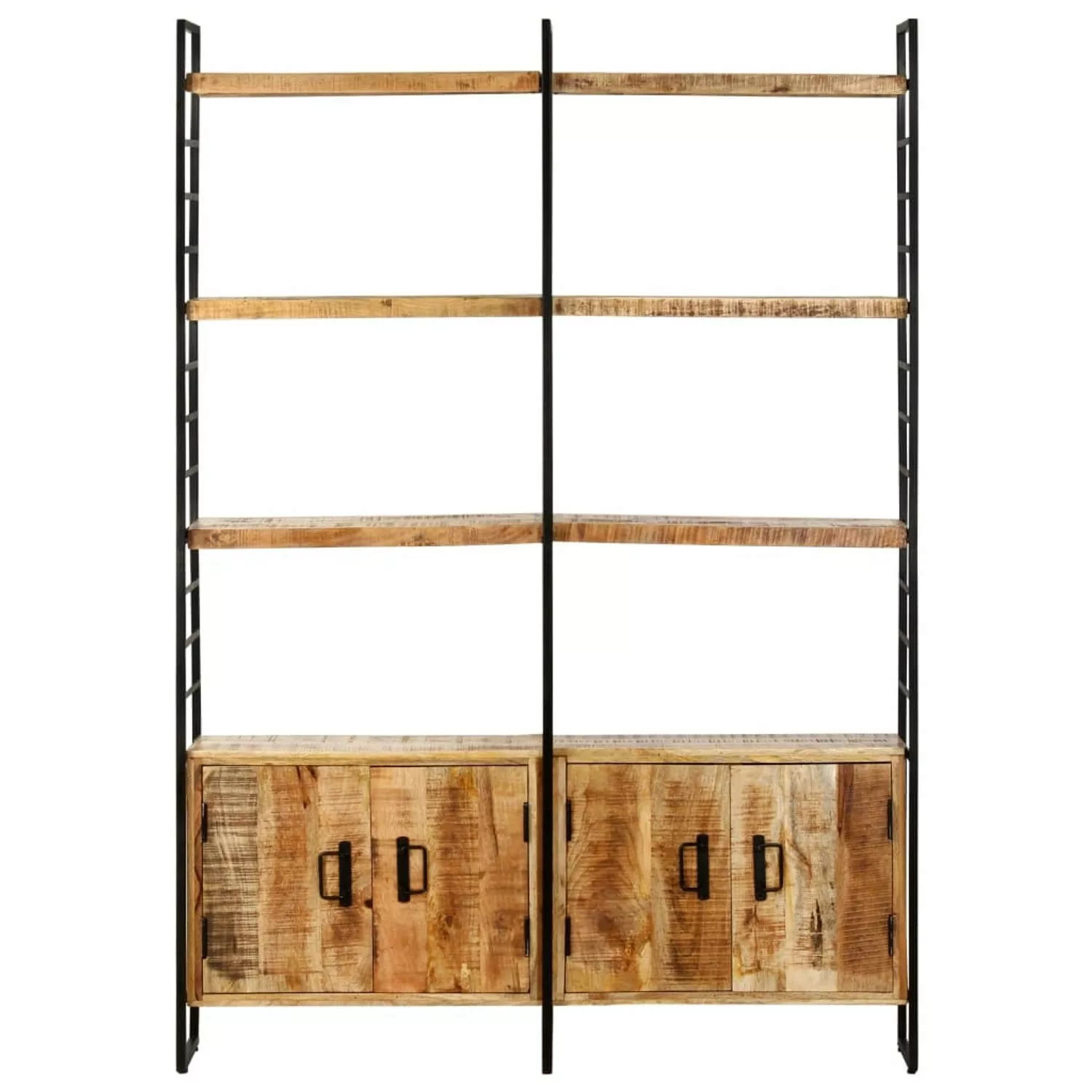 Bücherregal 4 Ebenen 124x30x180 Cm Raues Mangoholz günstig online kaufen