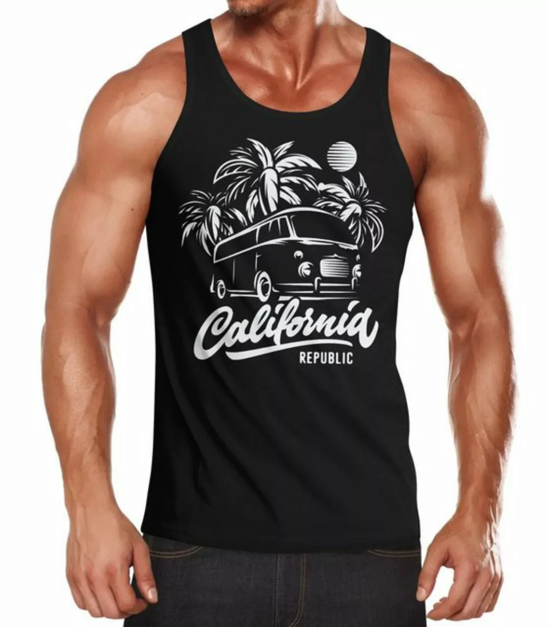 Neverless Tanktop Herren Tank-Top California Surf Retro Bus Abenteuer Urlau günstig online kaufen