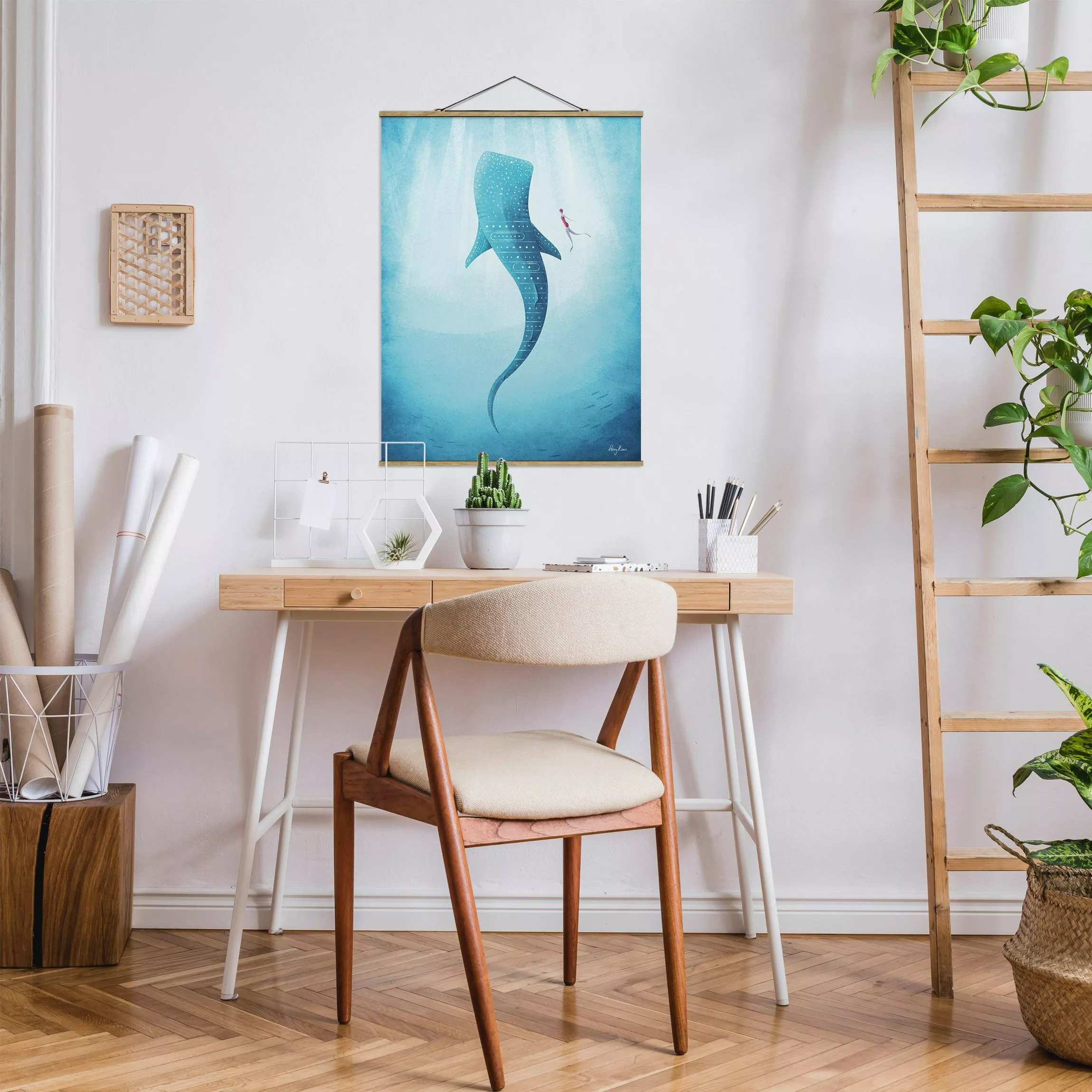 Stoffbild Tiere mit Posterleisten - Hochformat Der Walhai günstig online kaufen