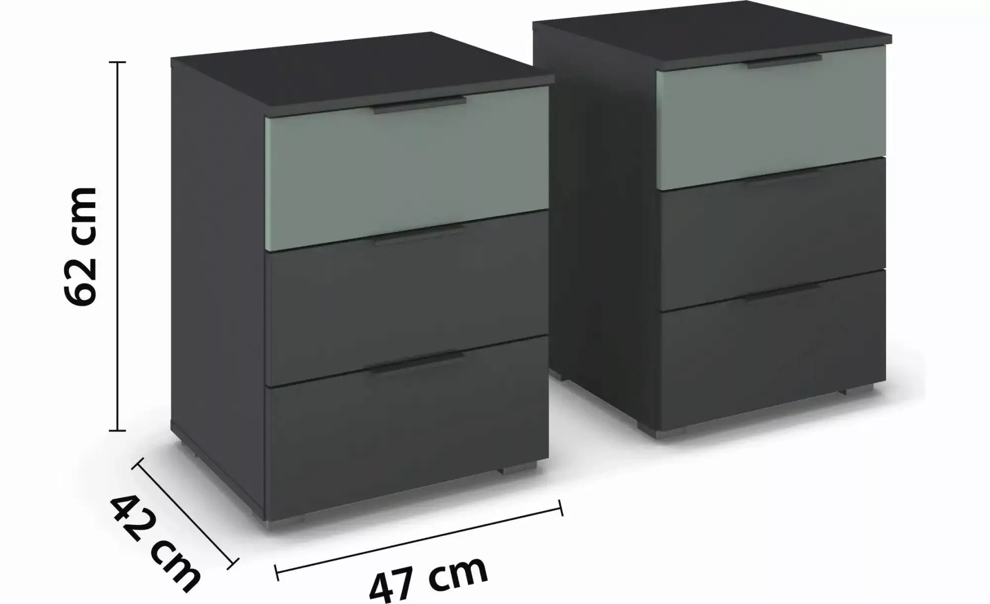 Nachttisch 2er-Set   ¦ grau ¦ Maße (cm): B: 47 H: 62 Tische > Nachttische - günstig online kaufen