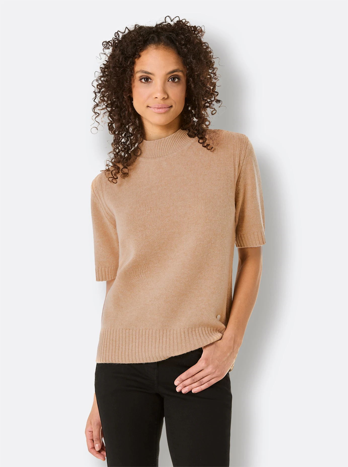 CREATION L PREMIUM Kurzarmpullover "Merino-Kaschmir-Pullover" günstig online kaufen