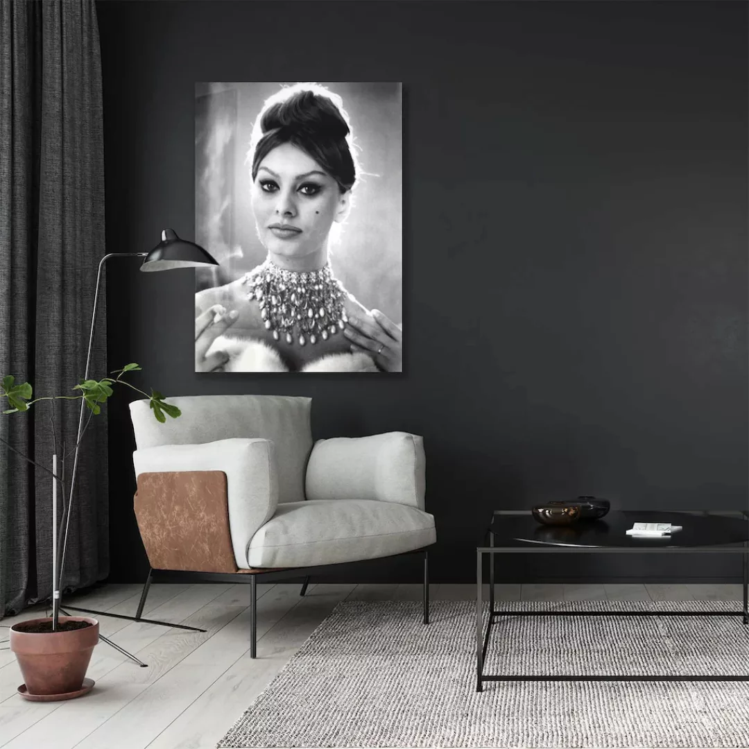 queence Acrylglasbild "Glama", Schwarz-Weiß-Frau-Stars, Sophia Loren, Fine günstig online kaufen