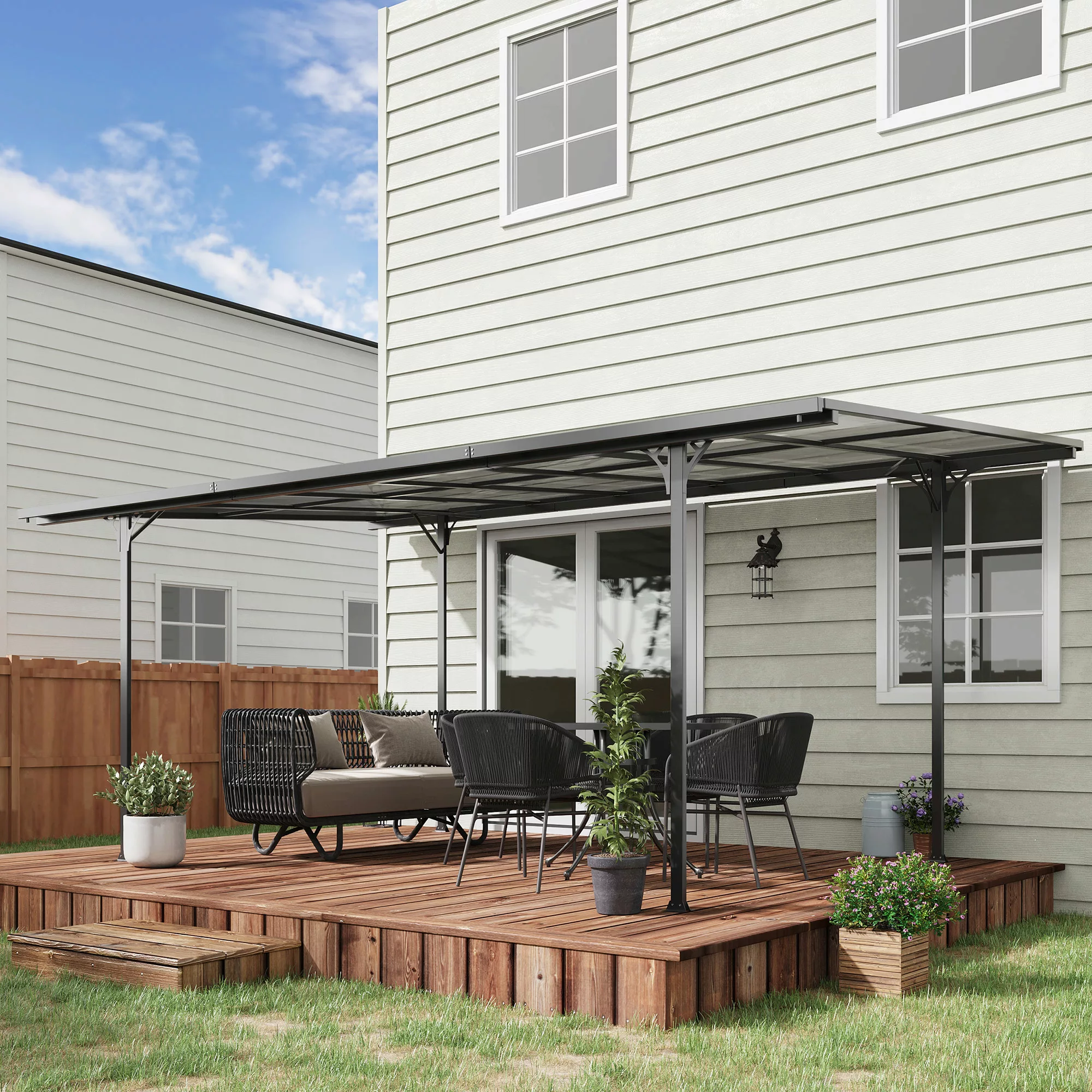 Outsunny Gartenpavillon-Pergola mit robustem Aluminium und Polycarbonat 500 günstig online kaufen