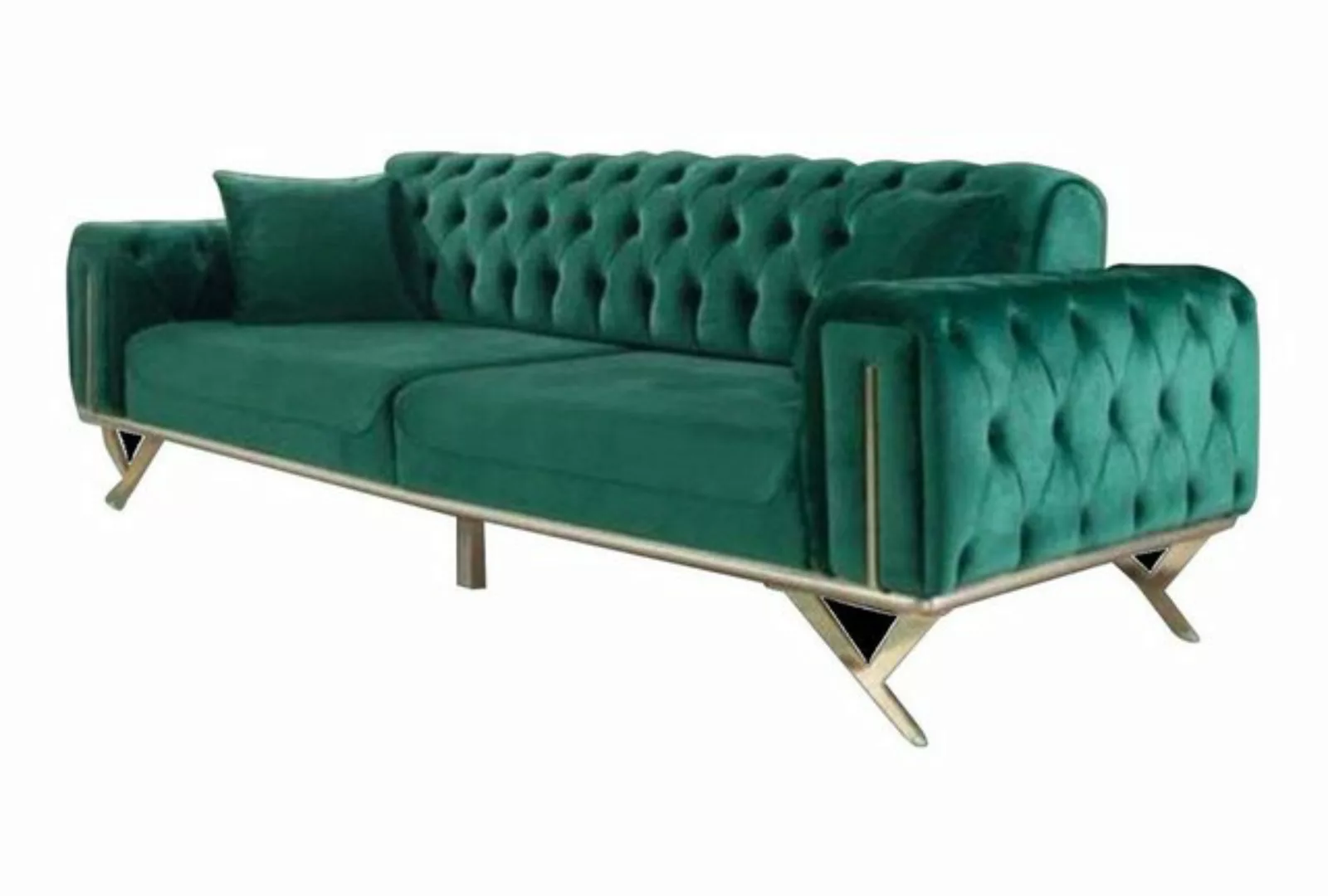 JVmoebel Sofa Grüne Chesterfield Couch Dreisitzer Sitzpolster Möbel, Made i günstig online kaufen