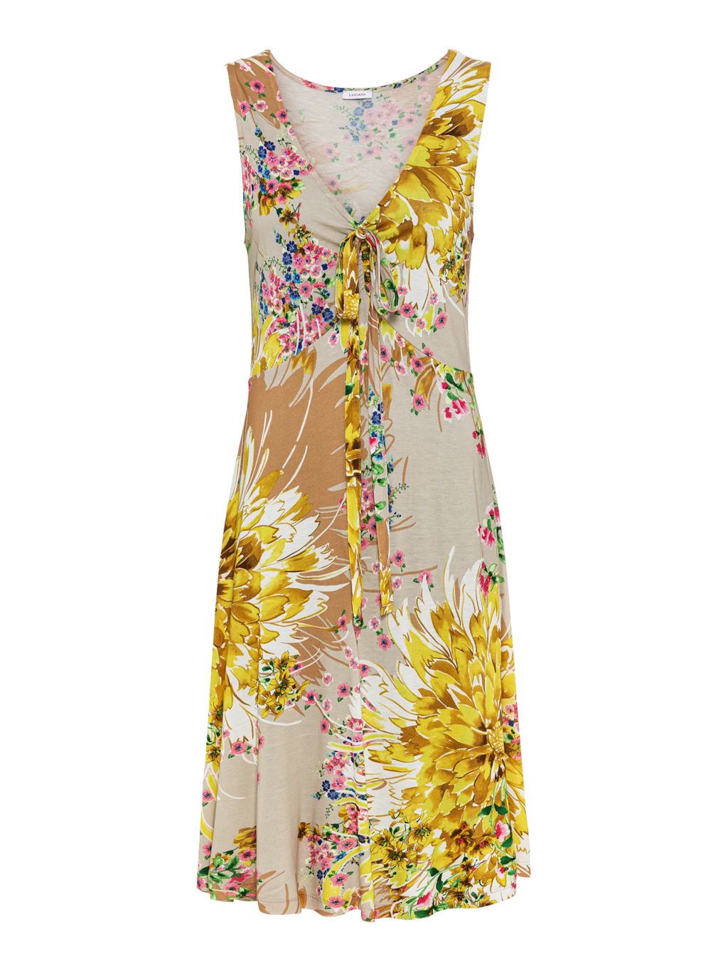 LASCANA Jerseykleid, mit Alloverdruck und Bindeband, Trägerkleid, Strandkle günstig online kaufen