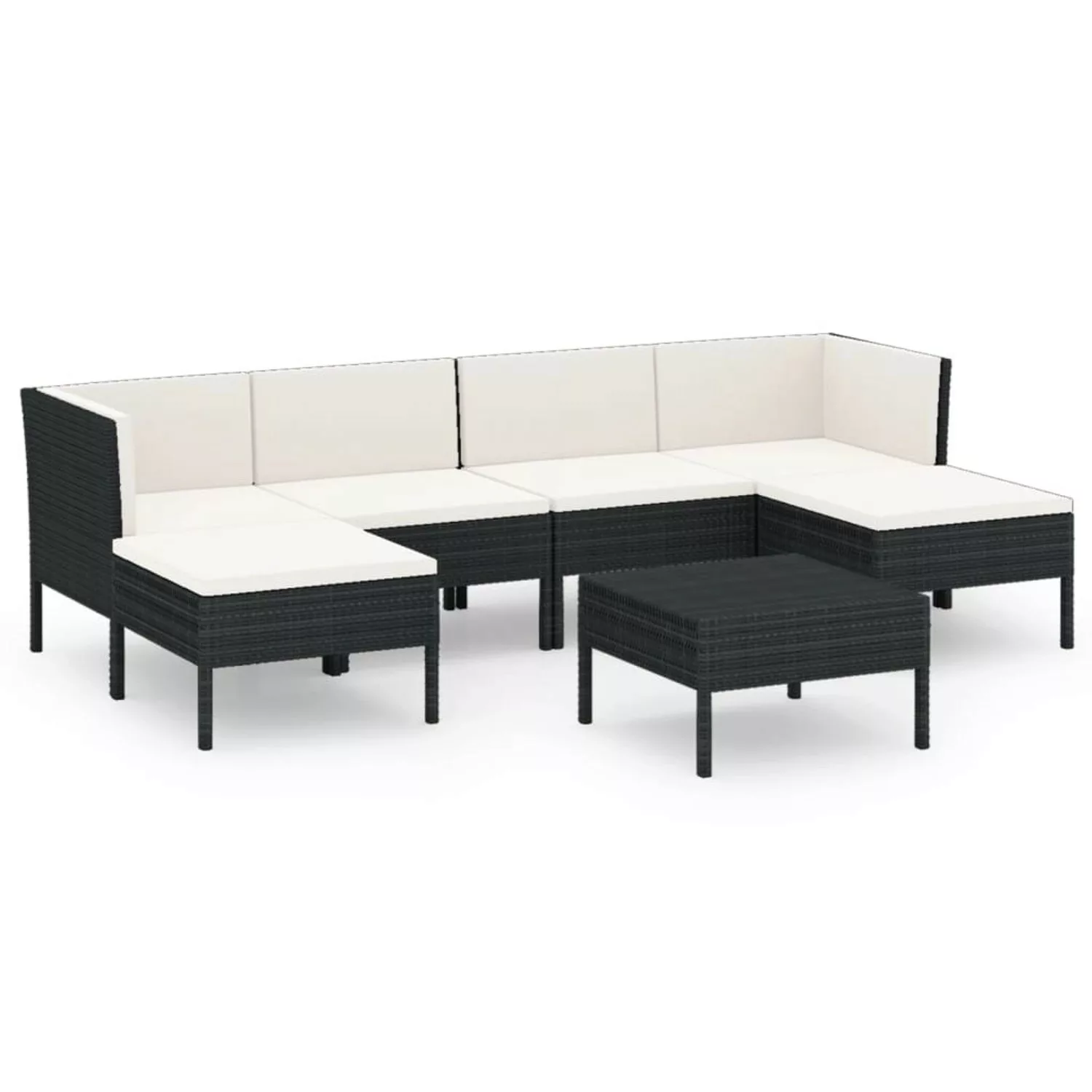 vidaXL 7-tlg Garten-Lounge-Set mit Auflagen Poly Rattan Schwarz Modell 13 günstig online kaufen