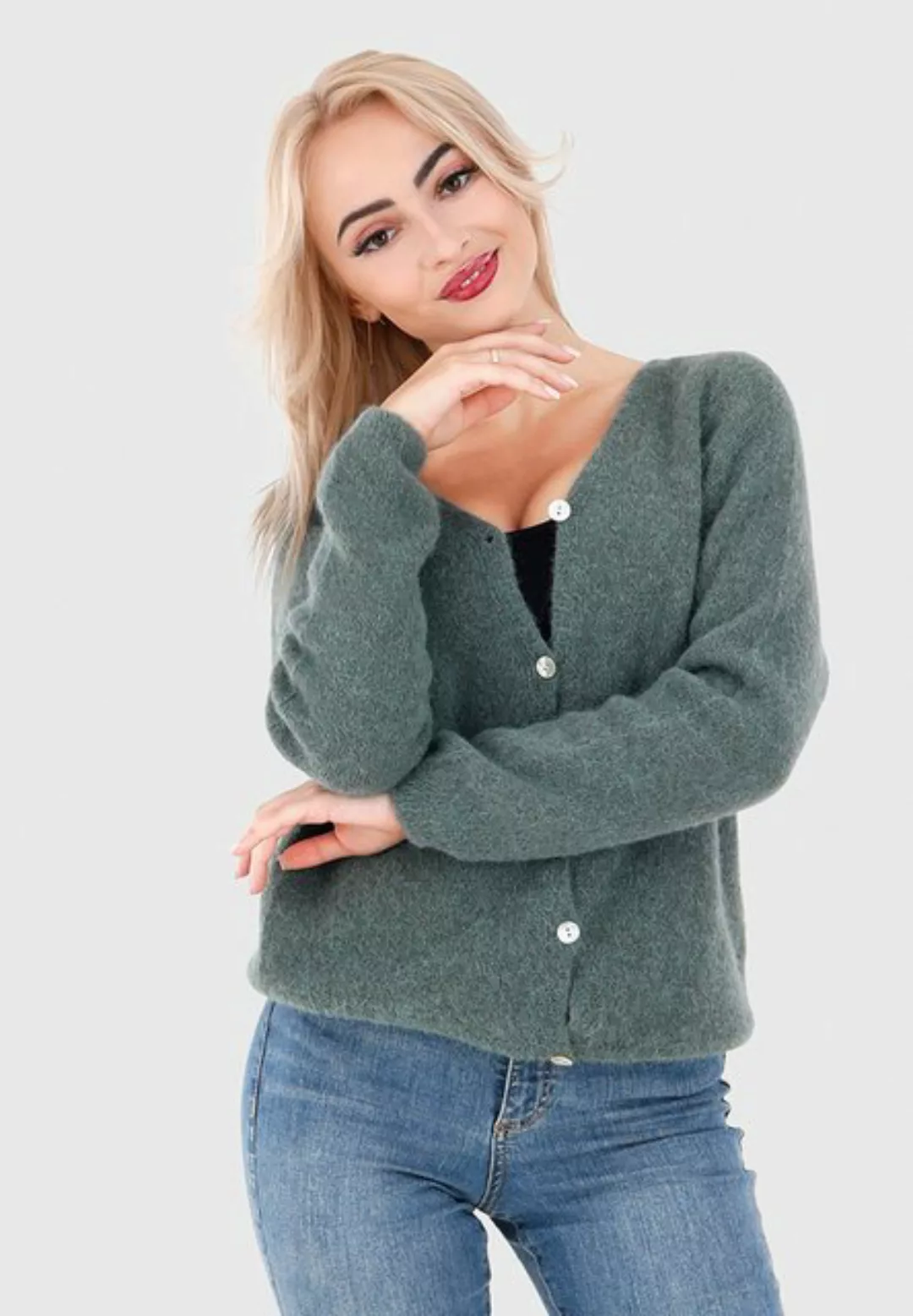 YC Fashion & Style Cardigan Luxuriöser Kuschel Cardigan in Unifarbe, mit Kn günstig online kaufen