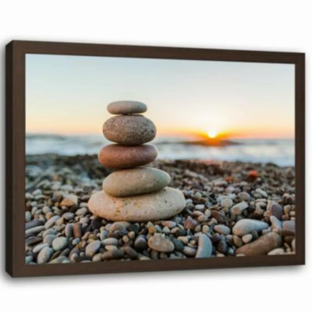FEEBY® Kunst Steine durch das Meer Leinwandbilder bunt Gr. 60 x 40 günstig online kaufen