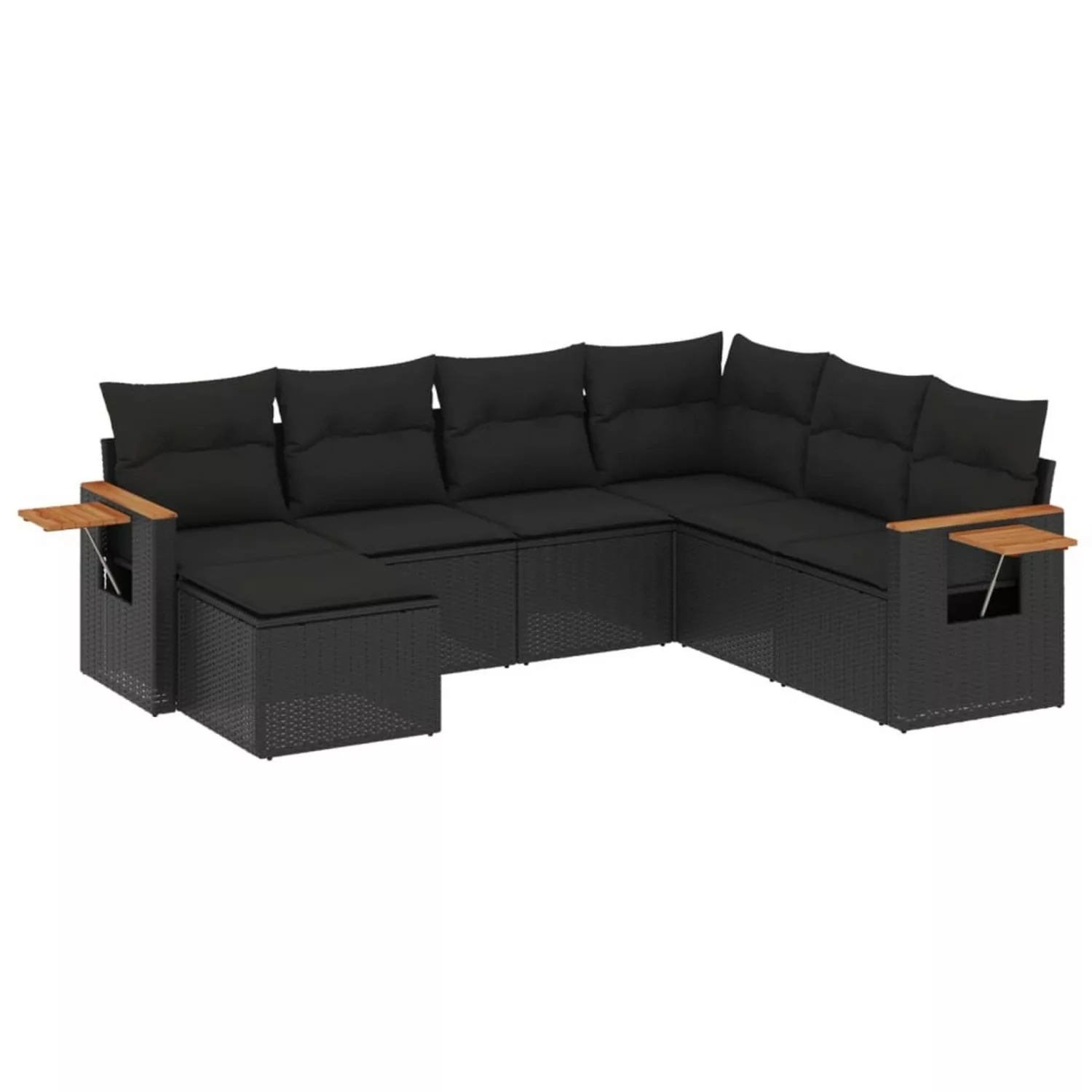 vidaXL 7-tlg Garten-Sofagarnitur mit Kissen Schwarz Poly Rattan Modell 254 günstig online kaufen