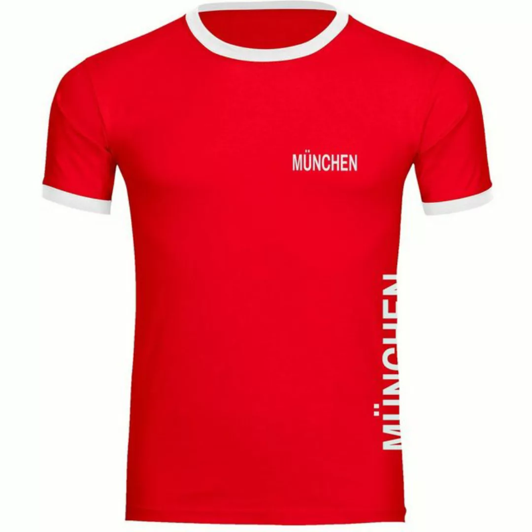 multifanshop T-Shirt Kontrast München rot - Brust & Seite - Männer günstig online kaufen