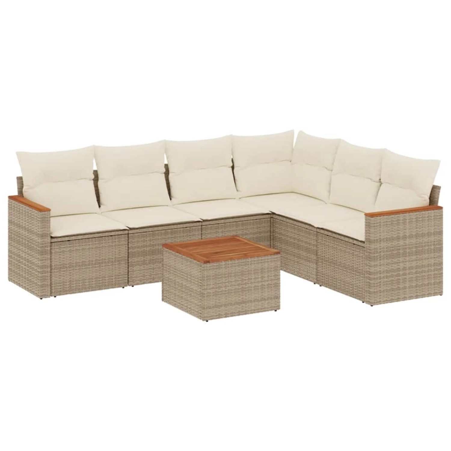 vidaXL 7-Tlg Garten-Sofagarnitur mit Kissen Beige Poly Rattan 3258411 günstig online kaufen