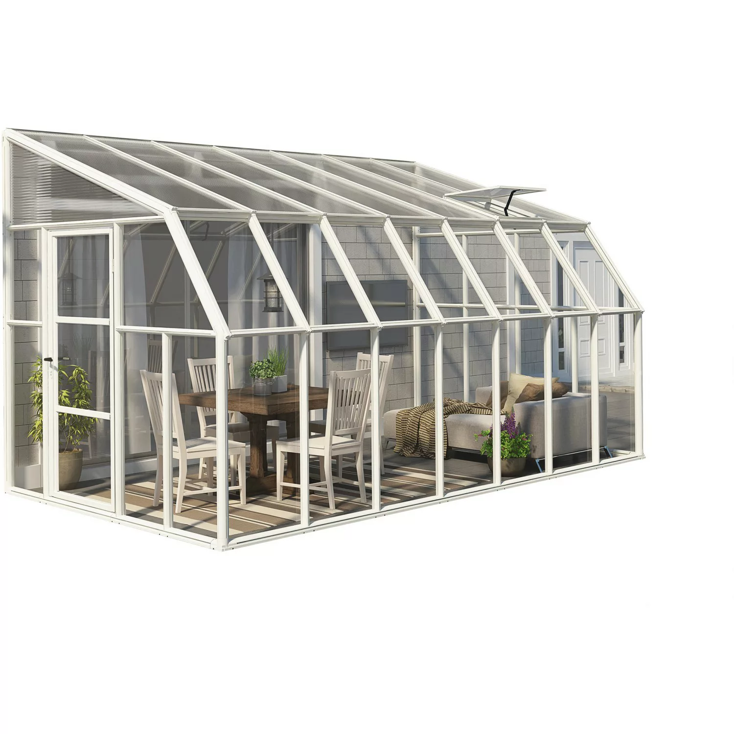 Palram - Canopia Gewächshaus Sun Room 446 cm x 257 cm Weiß günstig online kaufen