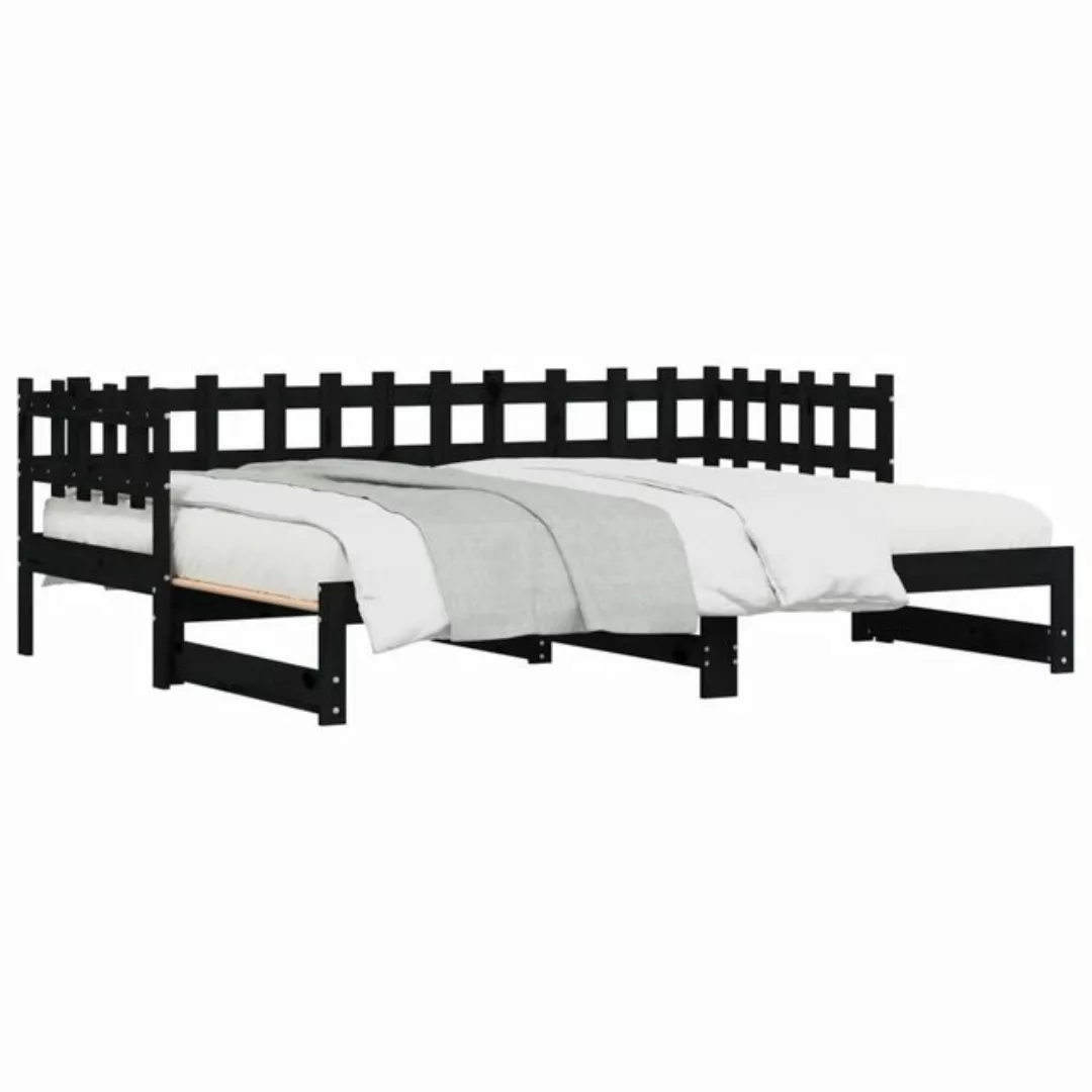 vidaXL Gästebett Gästebett Tagesbett Ausziehbar Schwarz 2x80x200 cm Massivh günstig online kaufen