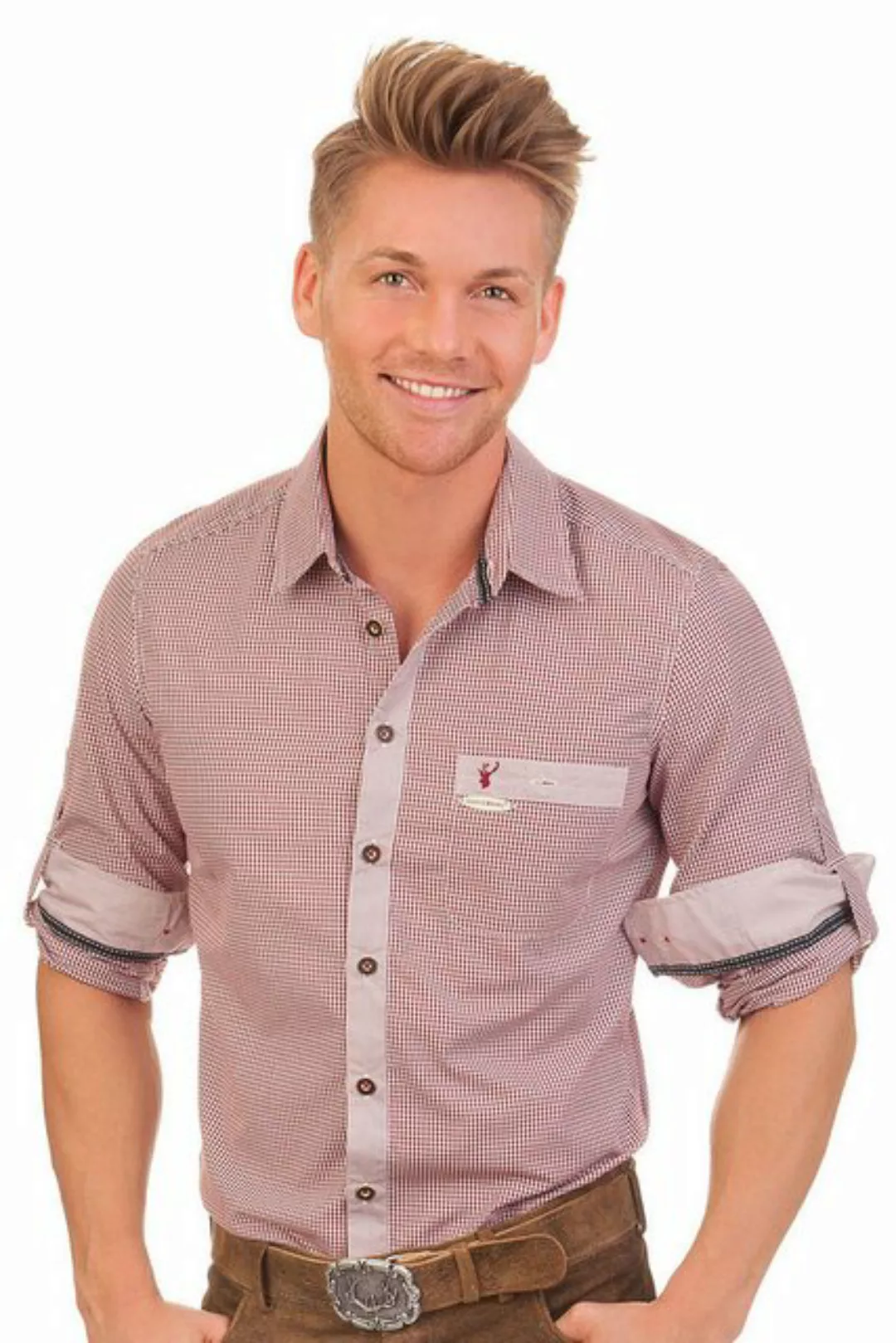 Spieth & Wensky Trachtenhemd Trachtenhemd - DORF LA - hellblau, dunkelrot günstig online kaufen