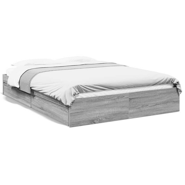 vidaXL Bett Bettgestell mit Schubladen Grau Sonoma 150x200 cm Holzwerkstoff günstig online kaufen