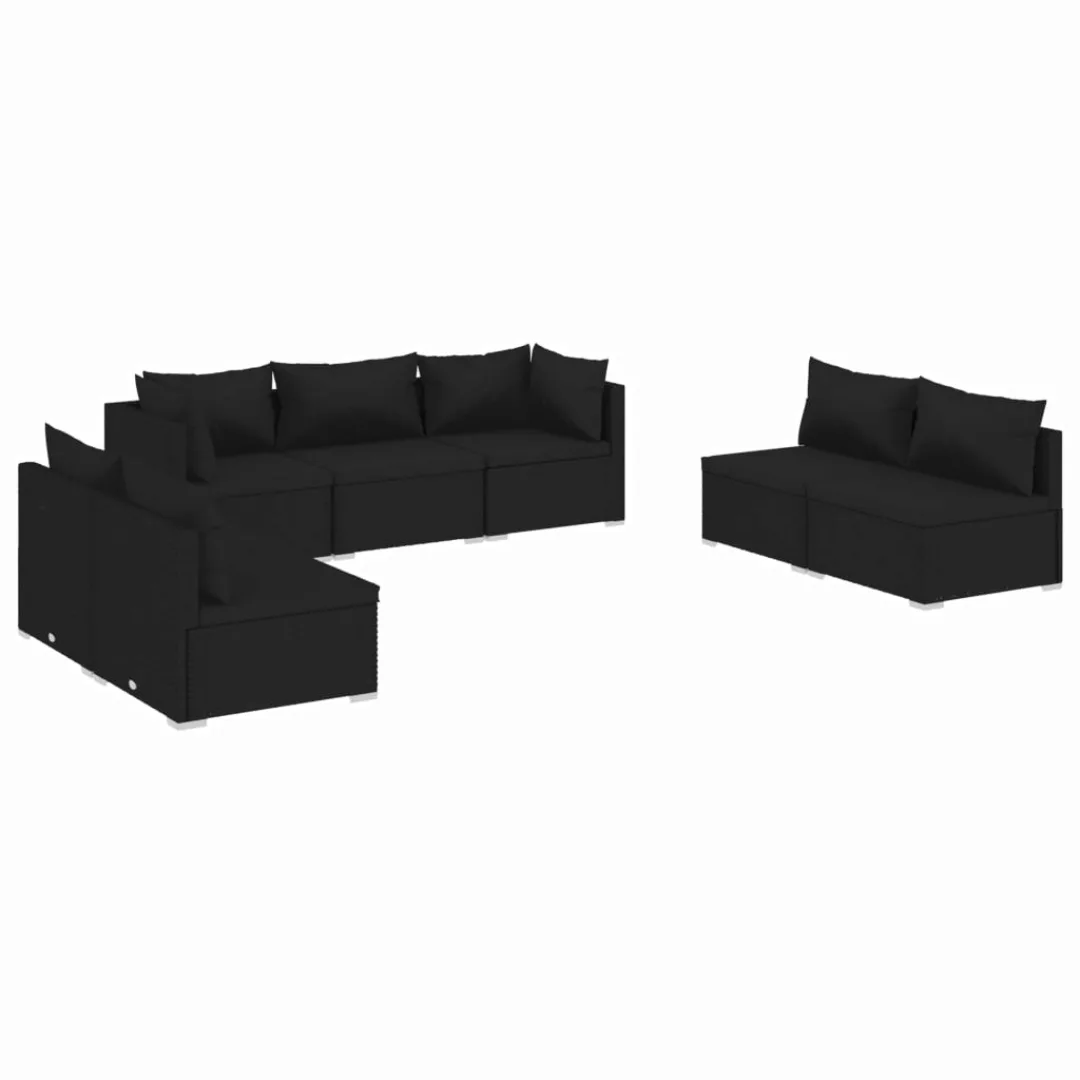 Vidaxl 7-tlg. Garten-lounge-set Mit Kissen Poly Rattan Schwarz günstig online kaufen