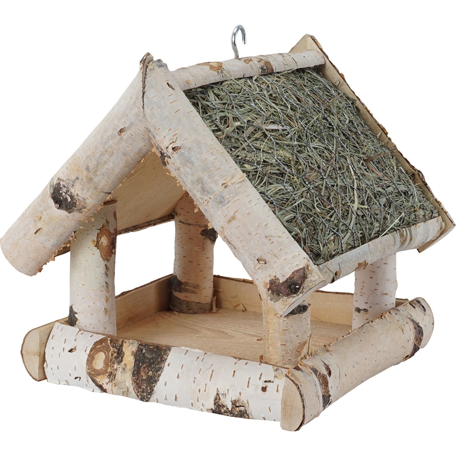 Vogelfutterhaus Birke mit Heudach Klein 25 cm x 25 cm x 26 cm günstig online kaufen