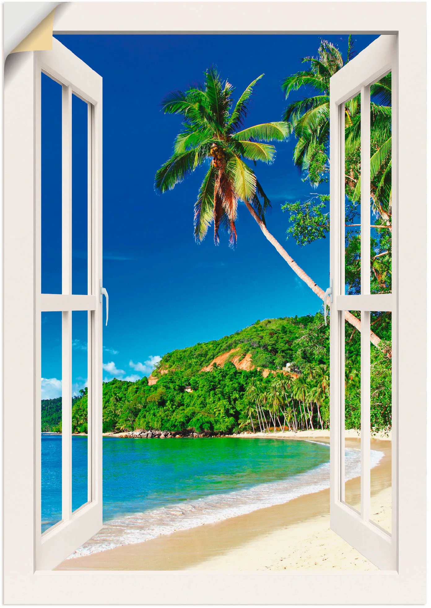 Artland Wandbild "Fensterblick Paradies", Fensterblick, (1 St.), als Leinwa günstig online kaufen