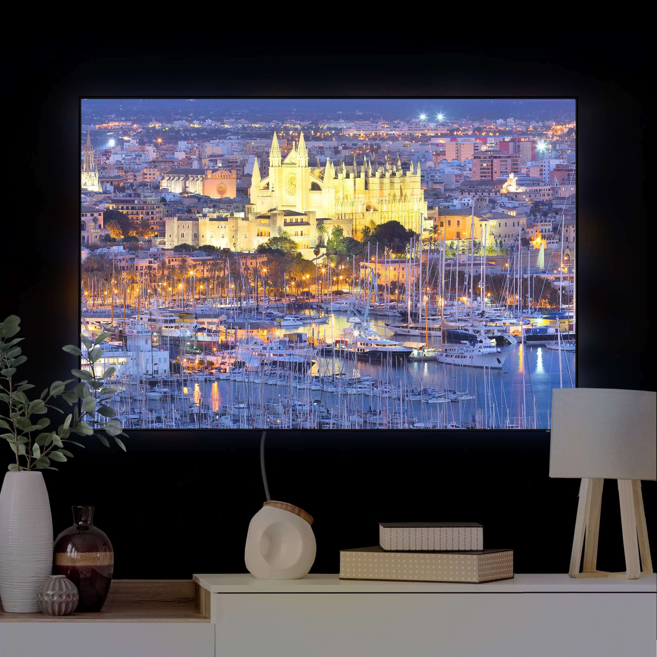 LED-Wechselbild Palma de Mallorca City Skyline und Hafen günstig online kaufen