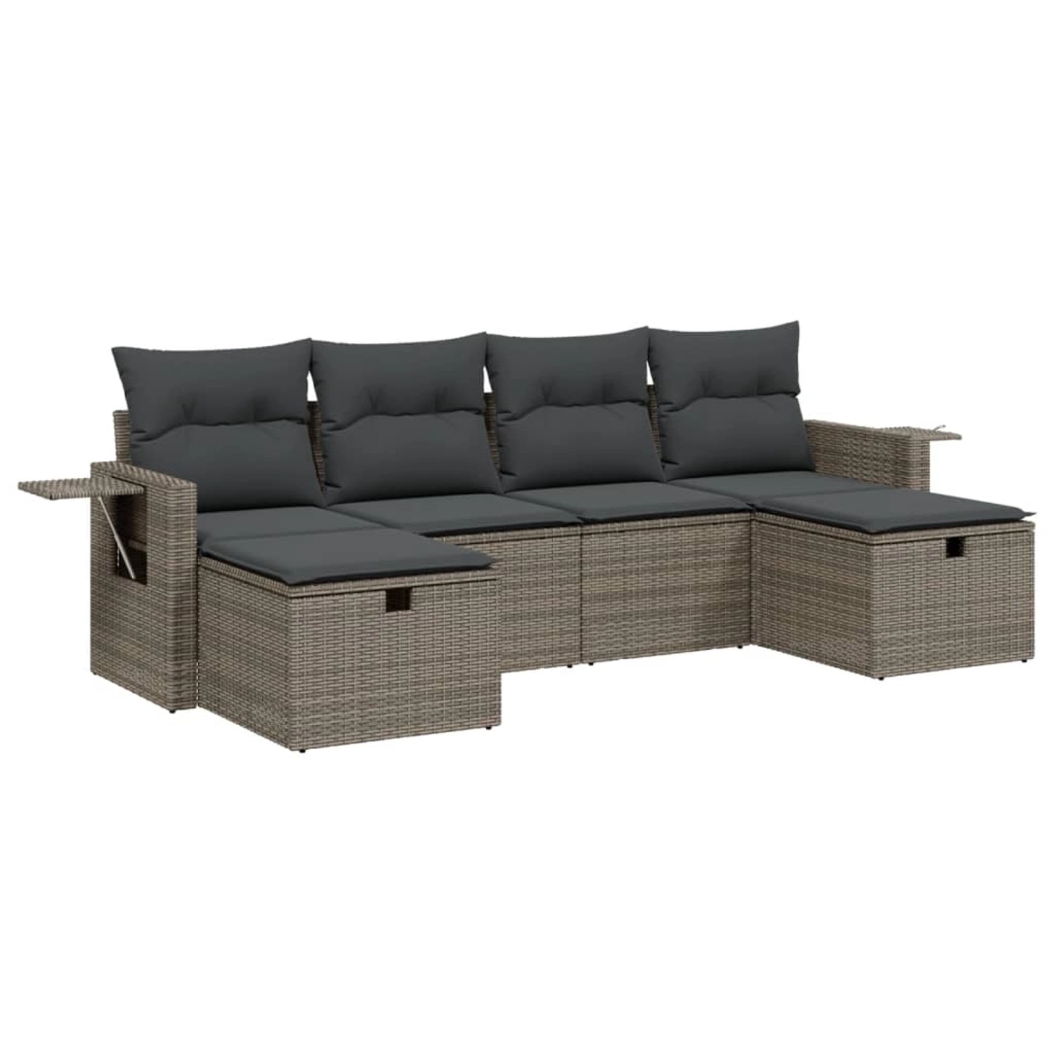 vidaXL 6-Tlg Garten-Sofagarnitur mit Kissen Grau Poly Rattan 3263856 günstig online kaufen