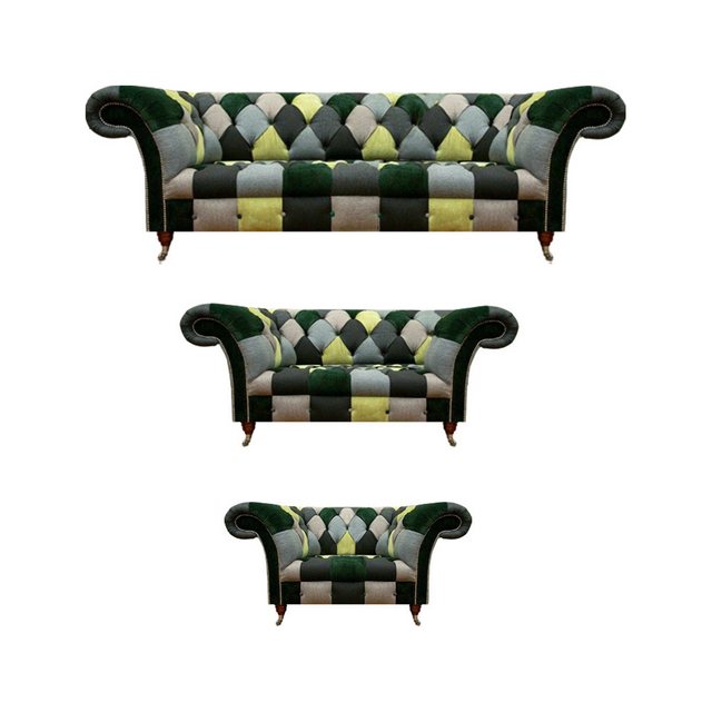 JVmoebel Chesterfield-Sofa Mehrfarbig Sofa Set 3tlg Designer Möbel Sofas Co günstig online kaufen