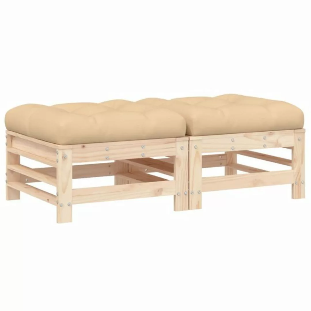 vidaXL Sofaelement Gartenhocker mit Kissen 2 Stk. Massivholz Kiefer (1 St) günstig online kaufen