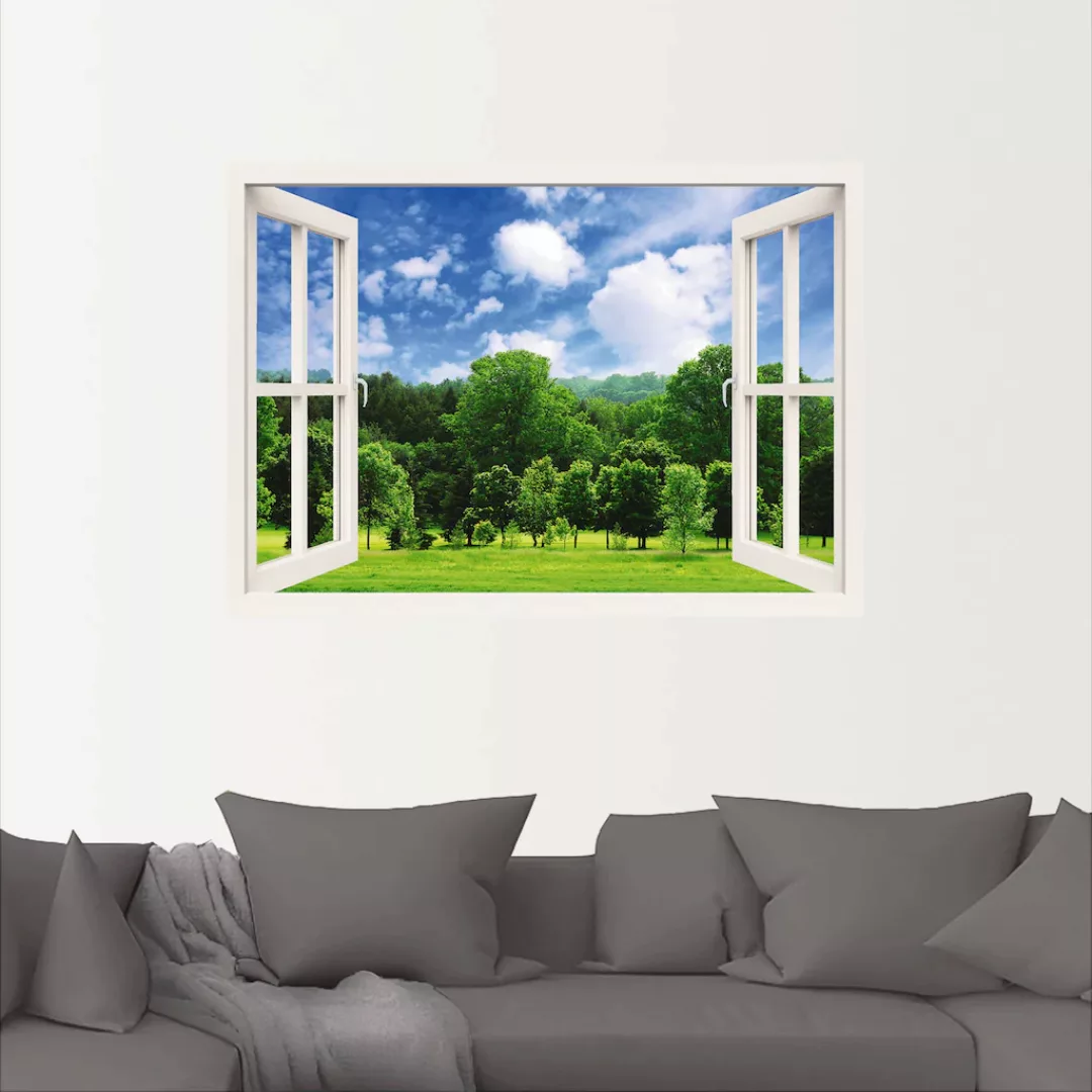 Artland Wandbild "Fensterblick - Grüner Wald", Fensterblick, (1 St.), als P günstig online kaufen