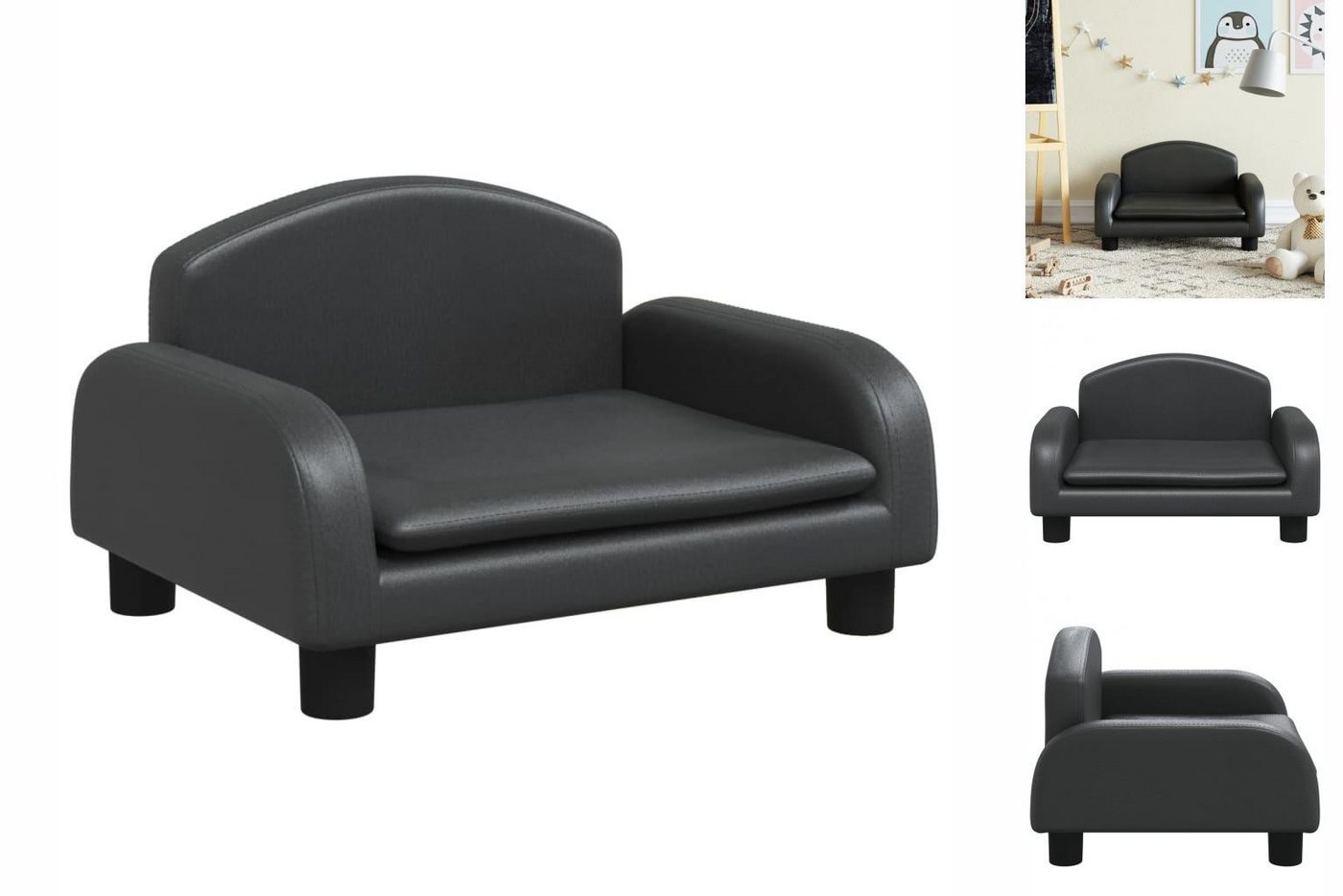 vidaXL Kindersofa Kindersofa Schwarz 50x40x30 cm Kunstleder Kindercouch Kin günstig online kaufen