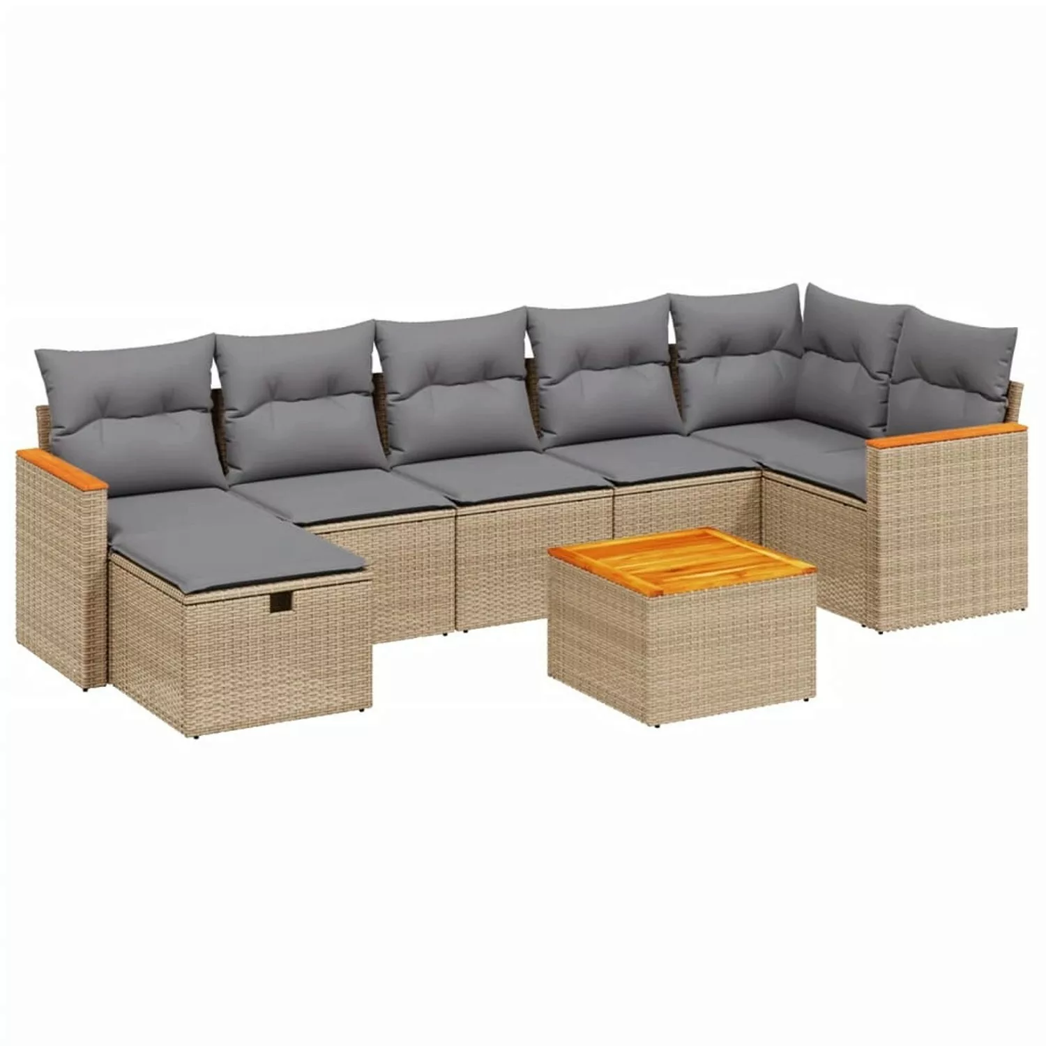 vidaXL 8-tlg Garten-Sofagarnitur mit Kissen Beige Poly Rattan Modell 156 günstig online kaufen