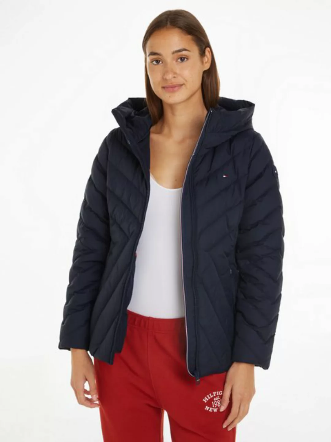 Tommy Hilfiger Steppjacke "CHEVRON MW PADDED JACKET", mit Kapuze, mit mitte günstig online kaufen