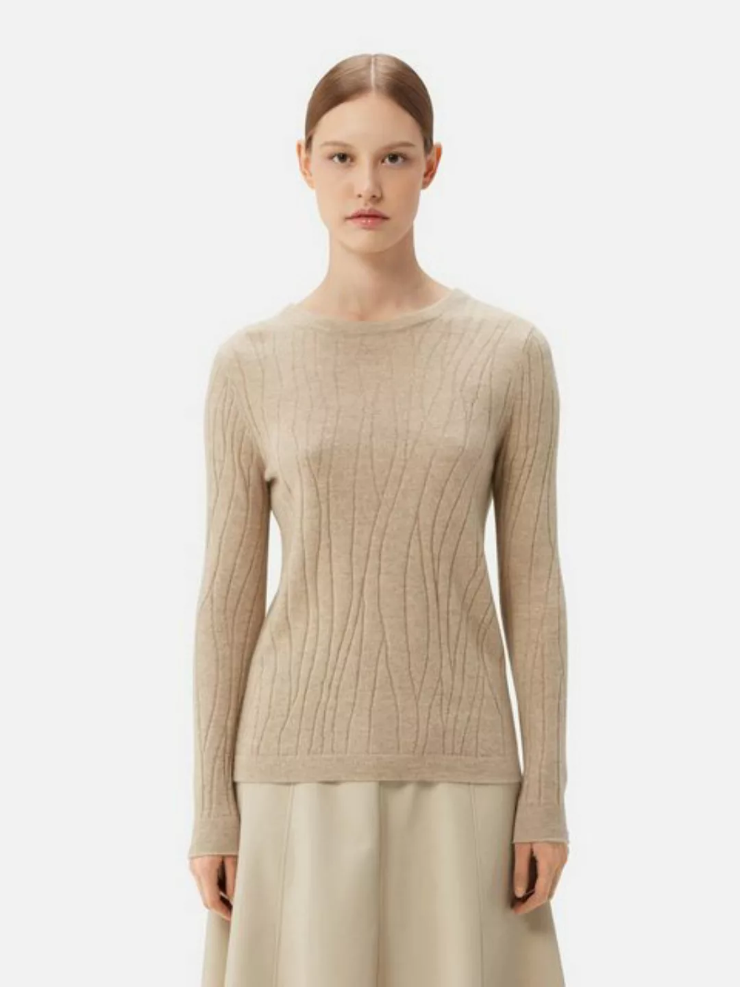 GOBI Cashmere Rundhalspullover Naturfarbe Kaschmir Pullover mit R-Ausschnit günstig online kaufen