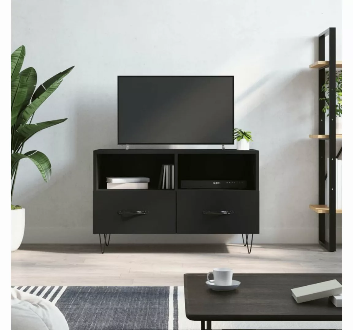 furnicato TV-Schrank Schwarz 80x36x50 cm Holzwerkstoff günstig online kaufen