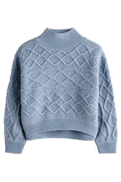 Next Stehkragenpullover Kastiger Pullover mit Zopfmuster (1-tlg) günstig online kaufen