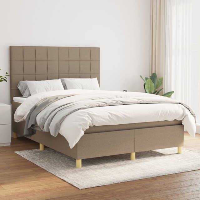 vidaXL Bettgestell Boxspringbett mit Matratze Dunkelgrau 140x190 cm Stoff B günstig online kaufen