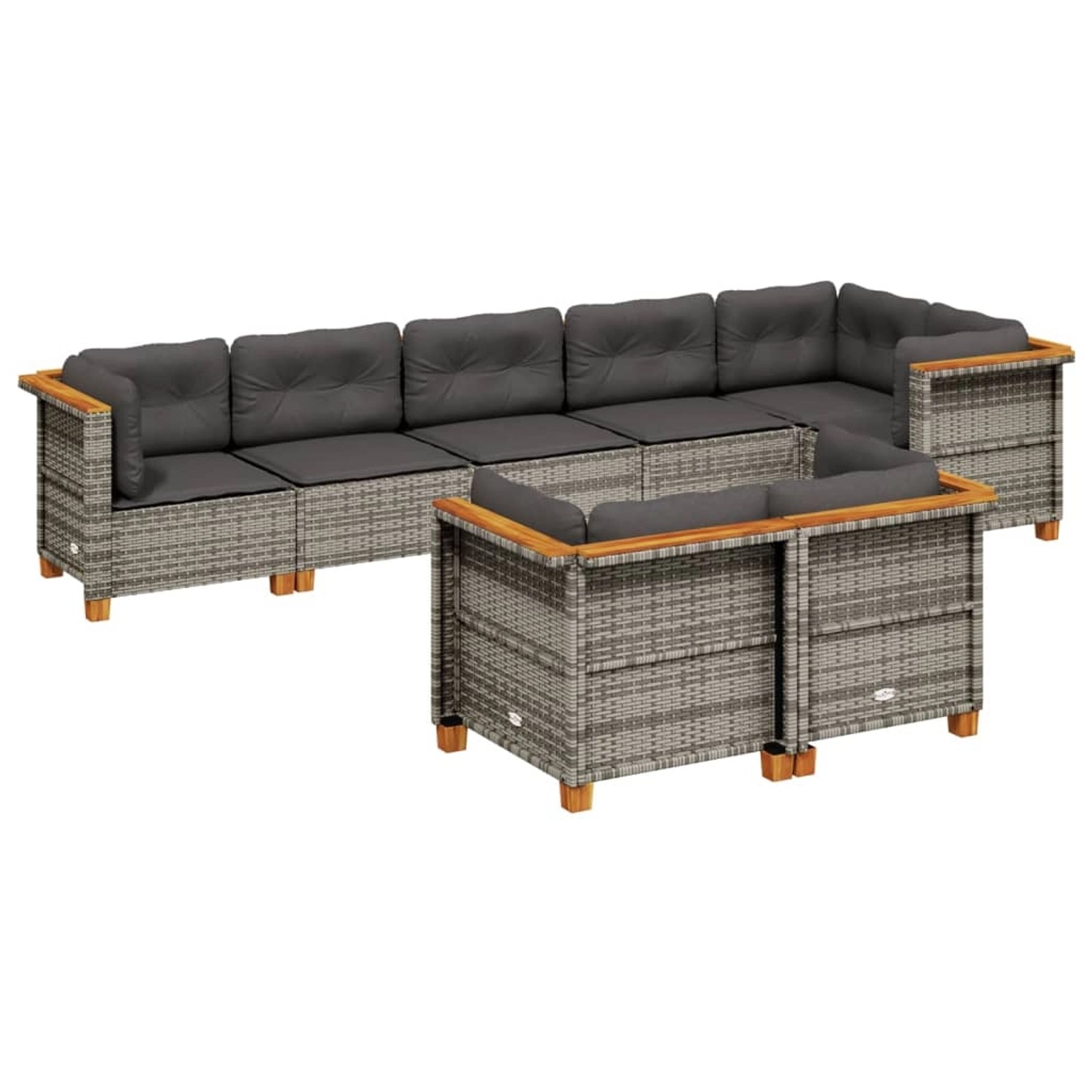 vidaXL 8-Tlg Garten-Sofagarnitur mit Kissen Grau Poly Rattan 3261888 günstig online kaufen