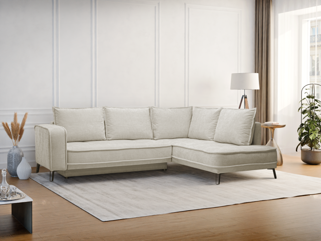 Ecksofa mit Schlaffunktion - Ecke rechts - Stoff - Beige - BALCORIA von Mai günstig online kaufen