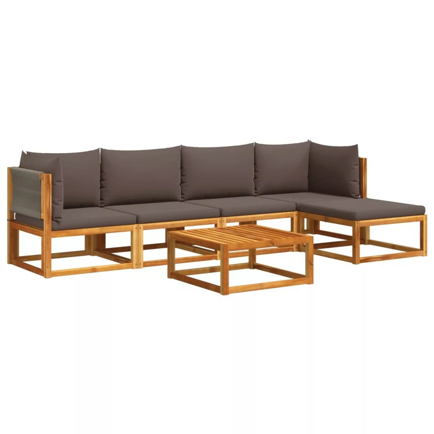 vidaXL Loungesofa 6-tlg. Garten-Sofagarnitur mit Kissen Massivholz Akazie, günstig online kaufen