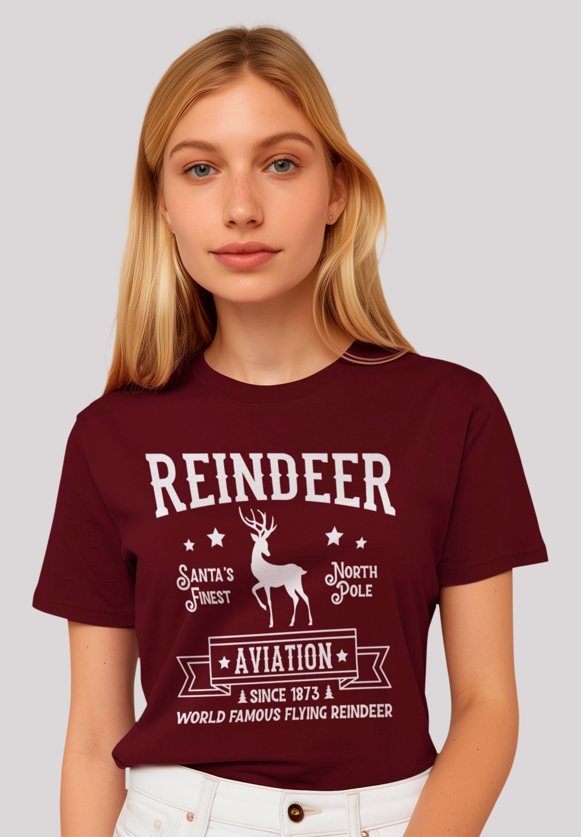 F4NT4STIC T-Shirt "Reindeer Aviation Retro Weihnachts Sign", Premium Qualit günstig online kaufen