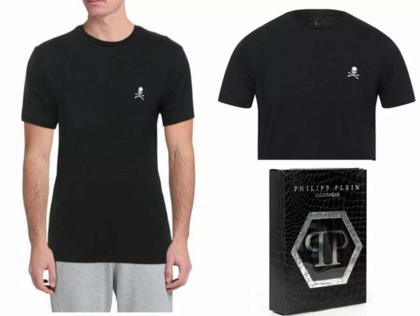 PHILIPP PLEIN T-Shirt PHILIPP PLEIN Skull Stretch Slim T-Shirt Totenkopf Lo günstig online kaufen