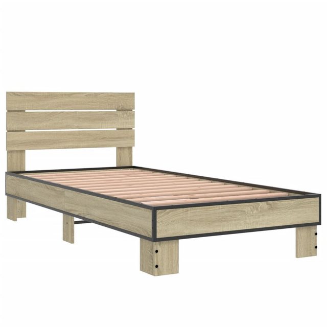 vidaXL Bett Bettgestell Sonoma-Eiche 90x190 cm Holzwerkstoff und Metall günstig online kaufen