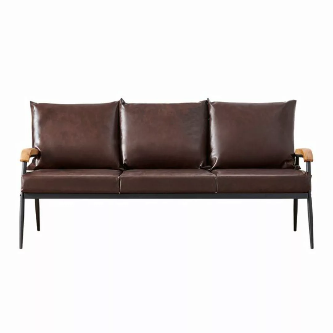 CLIPOP Sofa 3-Sitzer Couch, Kunstleder Weiches Lounge Sofa günstig online kaufen