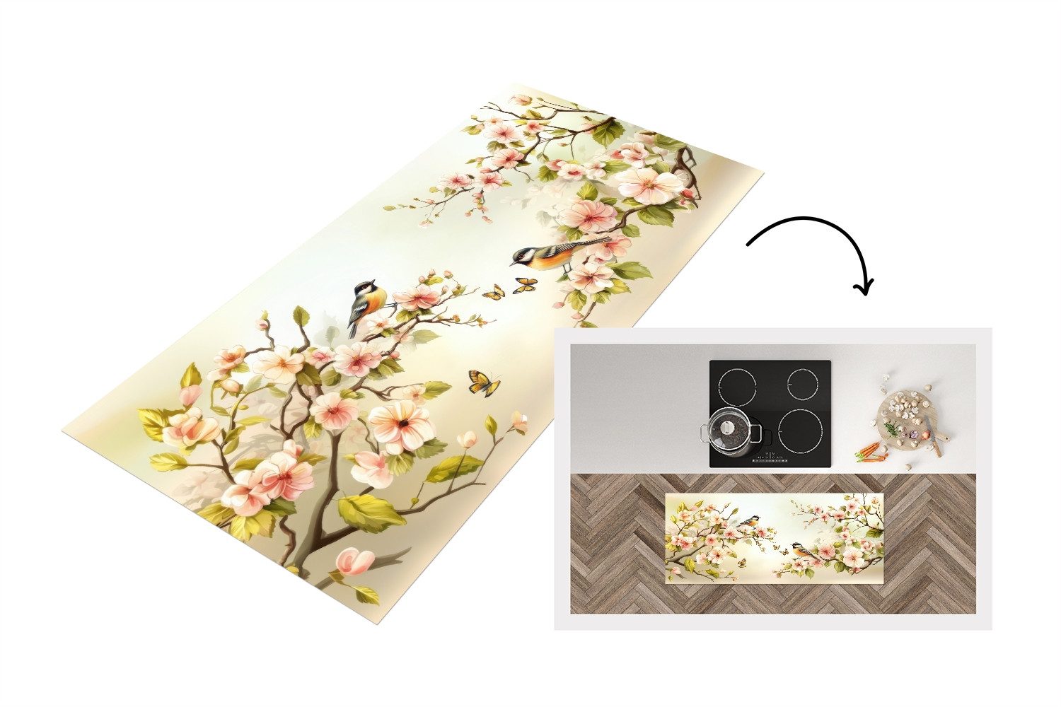 MuchoWow Küchenläufer Äste - Blumen - günstig online kaufen
