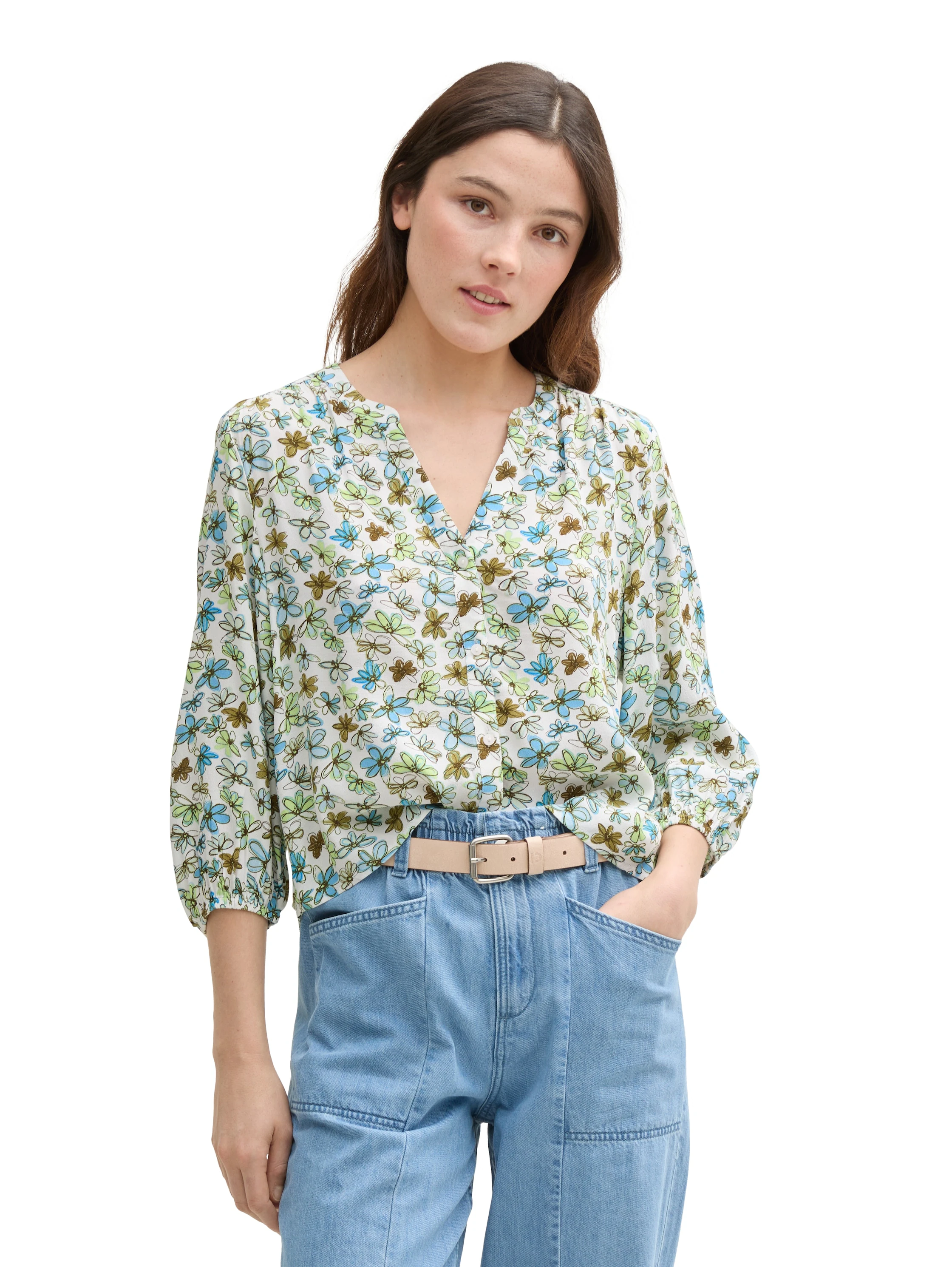 TOM TAILOR Denim Klassische Bluse, mit All-Over Print günstig online kaufen