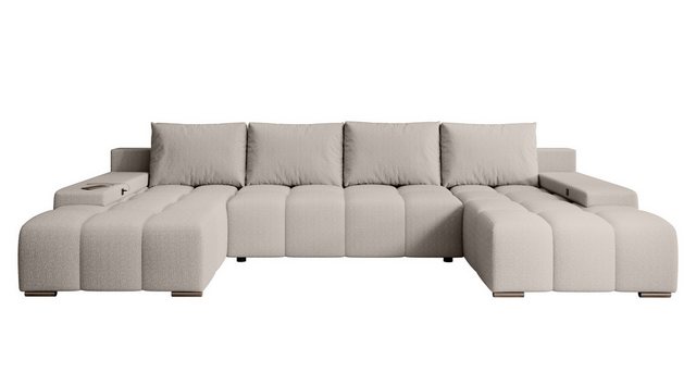 PROMETO Möbel Ecksofa Ecksofa Couch U-Form, Teddy-Bouclé Stoff Schlaffunkti günstig online kaufen