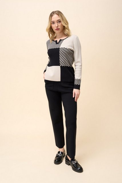 Passioni Strickpullover Jacquard Pullover mit Colourblocking und Streifen günstig online kaufen