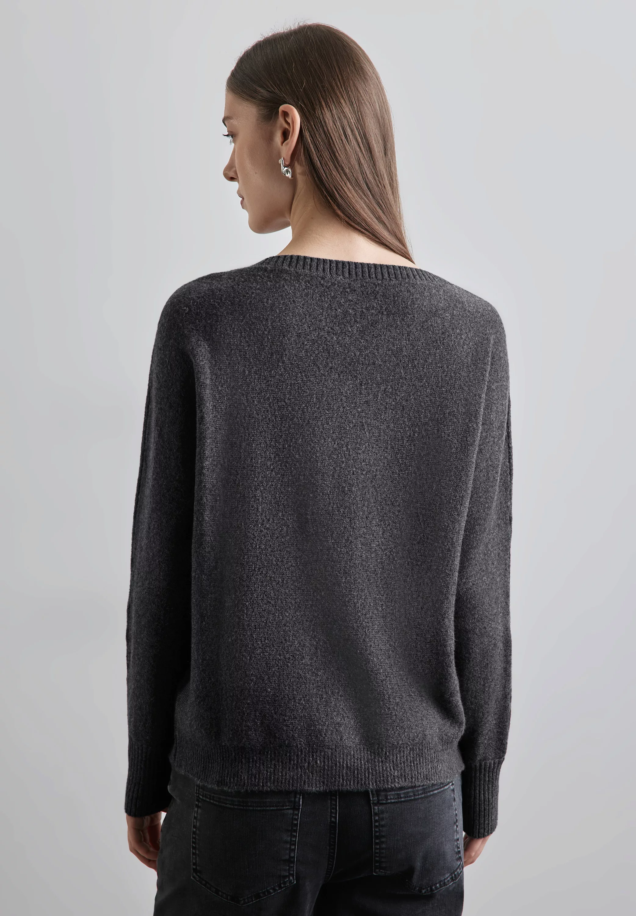 STREET ONE Strickpullover - Damen Dolman Pullover - U-Boot-Ausschnitt, Lang günstig online kaufen