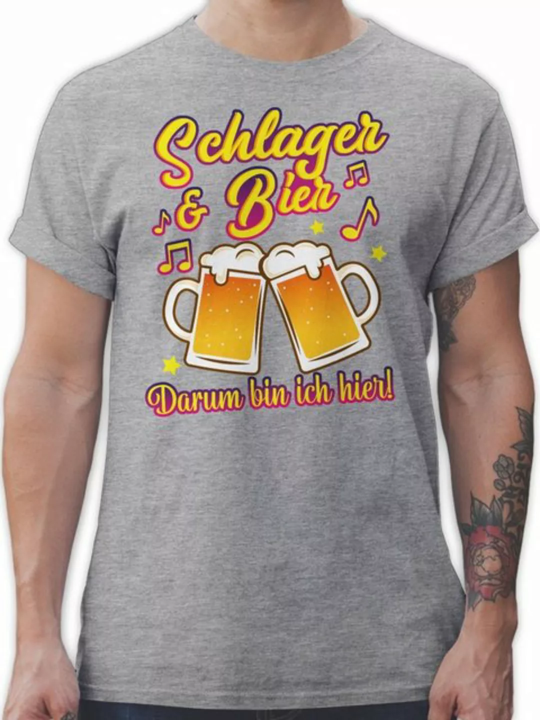 Shirtracer T-Shirt Schlager & Bier darum bin ich hier! Schlager Party Outfi günstig online kaufen