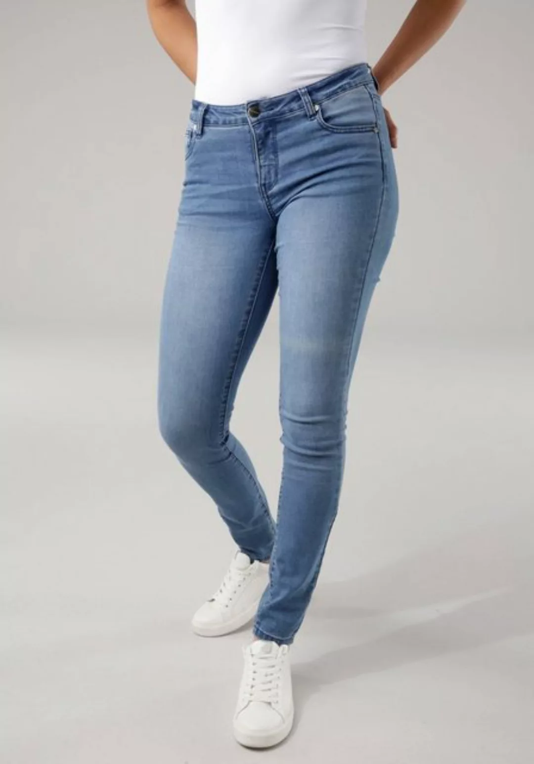 Tamaris Skinny-fit-Jeans, schmale Beinform, normale Leibhöhe, 5-Pocket-Form günstig online kaufen