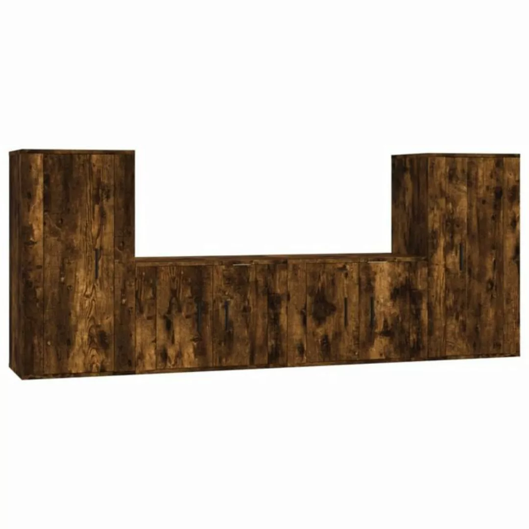 furnicato TV-Schrank 4-tlg. TV-Schrank-Set Räuchereiche Holzwerkstoff (4-St günstig online kaufen