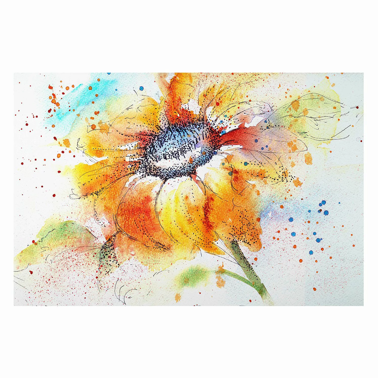 Alu-Dibond Bild Blumen - Querformat 3:2 Painted Sunflower günstig online kaufen